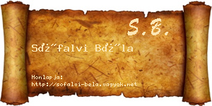 Sófalvi Béla névjegykártya
